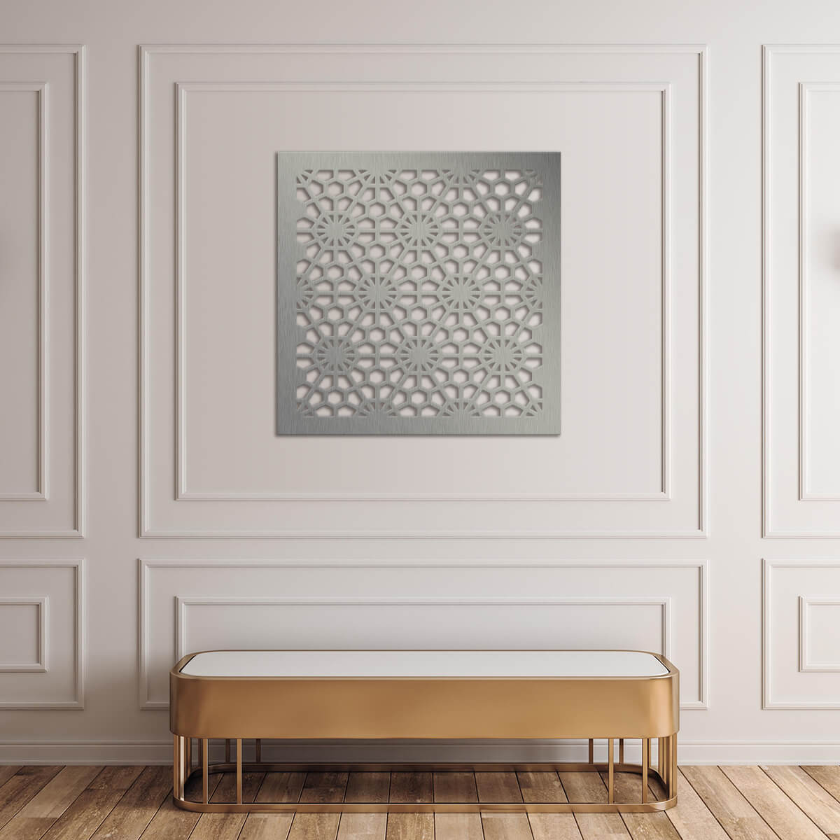 Panneau mural décoratif 3D en métal et bois